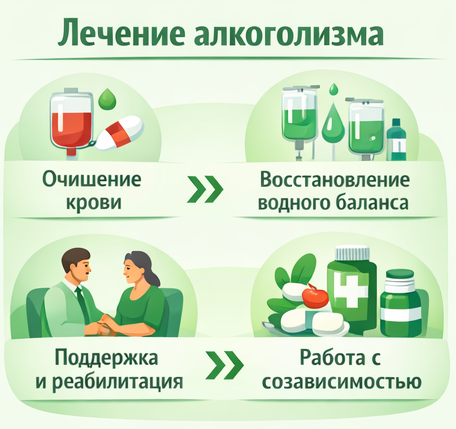 лечение алкоголизма в Шебекино этапы